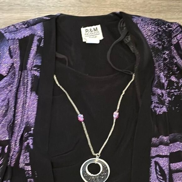 R&M Richards Petite 2-Piece Outfit Black Velvet Tank & Purple Glitter Jacket Siz - Picture 2 of 7